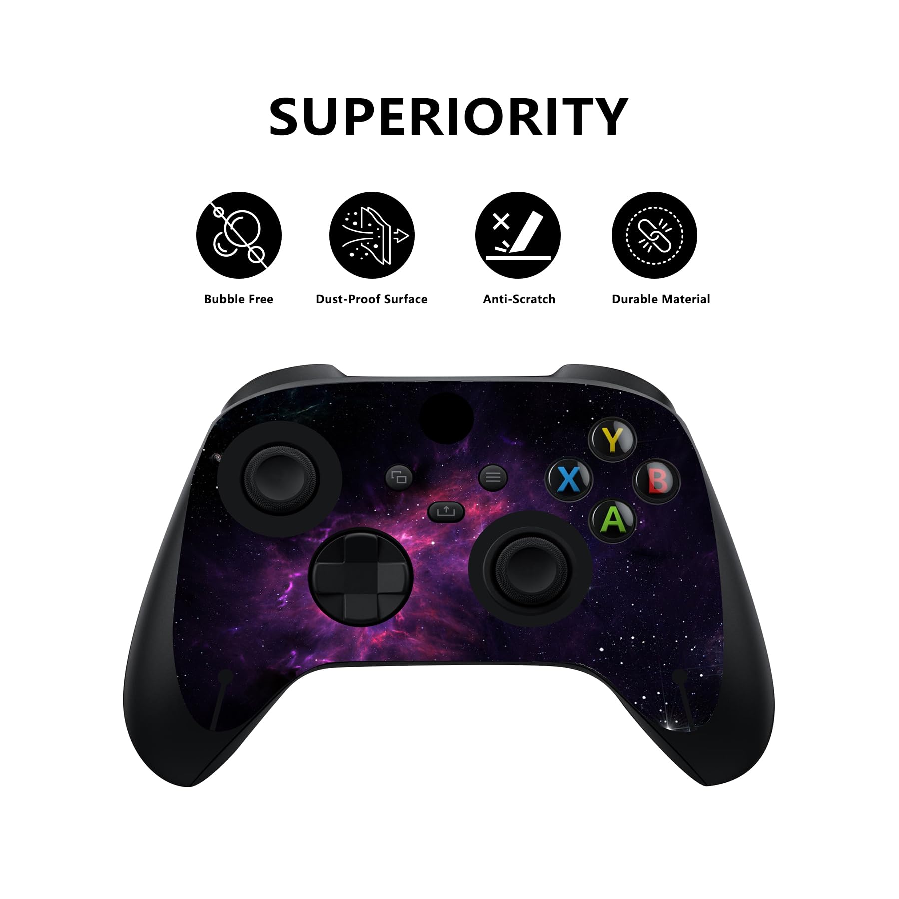 PlayVital Purple Nebula Custom Vinyl Skins for Xbox Series X, Wrap Decal Cover Stickers for Xbox Series X Console Controller - 2