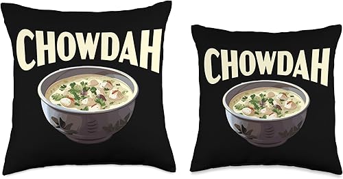 Miniatura 3 de Almohada de sopa de almejas para amantes de la comida y mariscos, 16 x 16 pulgadas, multicolor