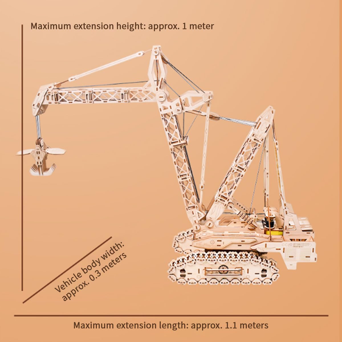 3D Holz Puzzle Mechanisches Dynamische Kran, 800 Stück Holzpuzzle Erwachsene Mechanische Montage Modellbausatz Basteln Modell, Geschenke und Dekoration