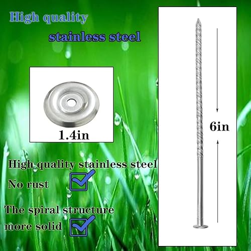 Miniatura 3 de Uitose 14 estacas para alfombras de autocaravana al aire libre, estacas de acero inoxidable Spira para patio, utilizadas para fijar alfombras,