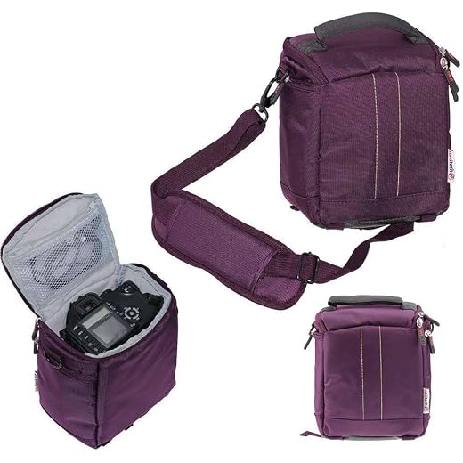 Navitech lila DSLR/SLR kamera bärväska och resväska kompatibel med Panasonic Lumix DC-LX100 II, Lumix DMC-LX100, Lumix DMC-FZ2000 med axelrem
