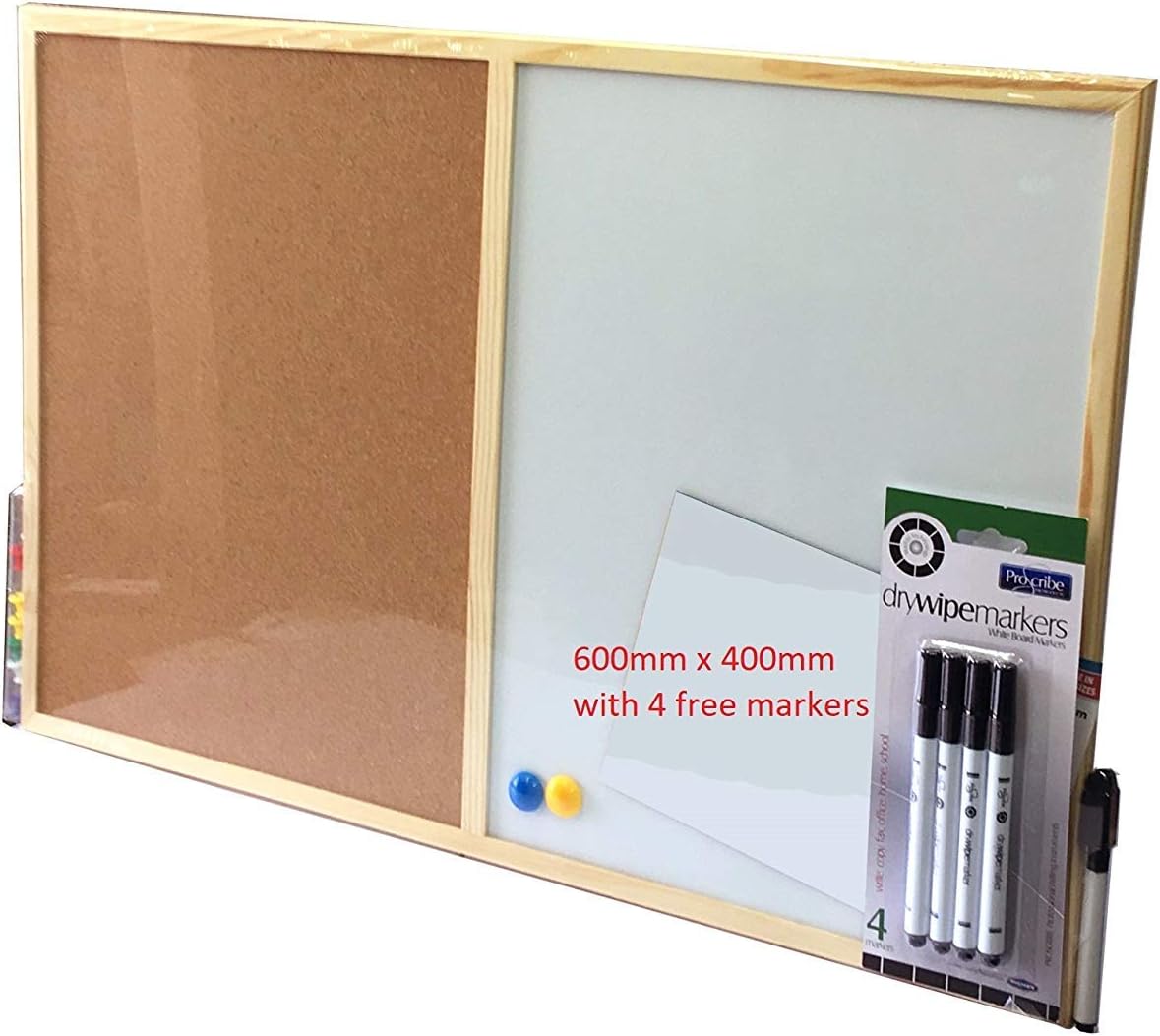 Magnetic whiteboard combination board Office Depot Cork 600 x 400mm