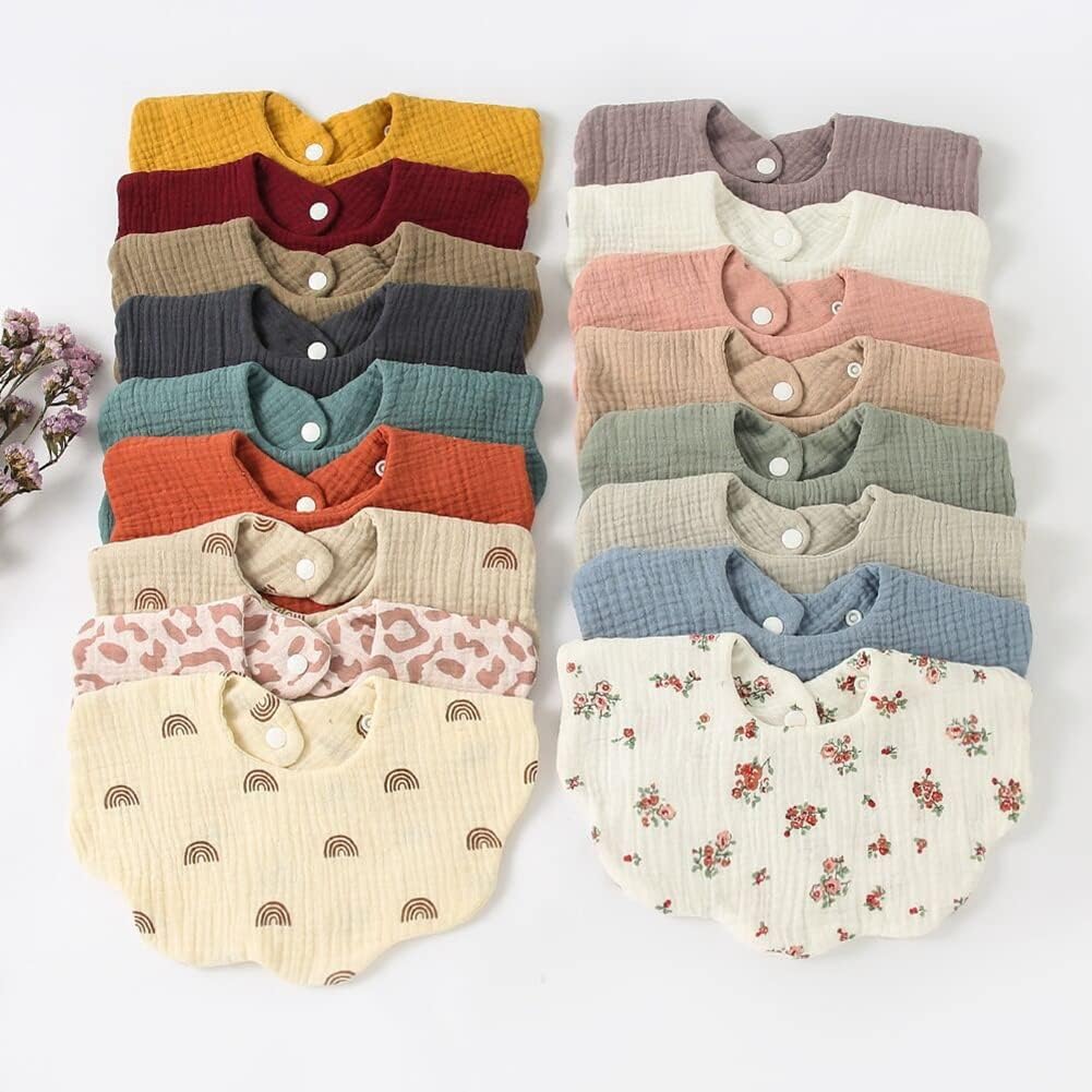 Baby Muslin Bandana Drool Bibs Newborn for Drooling & Teething Organic Cotton & Absorbent Hypoallergenic Pullover (Burgundy)