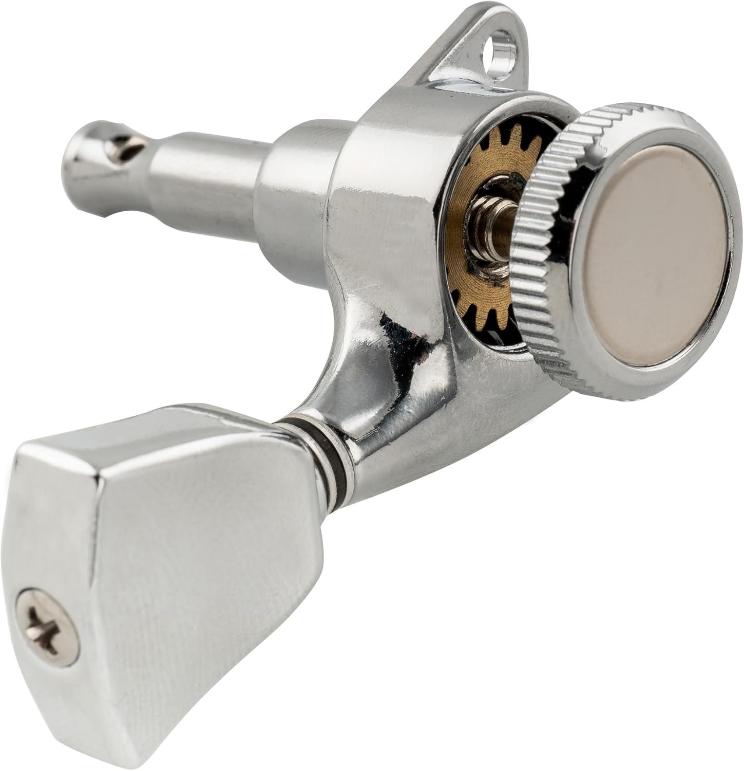 Musiclily Pro 3L+3R Guitar Locking Tuners 18:1 Ratio Lock String Tuning Key Pegs Machine Heads Replacement for LP SG Style Style Electric Folk or Acoustic Guitar, Chrome with Keystone Button