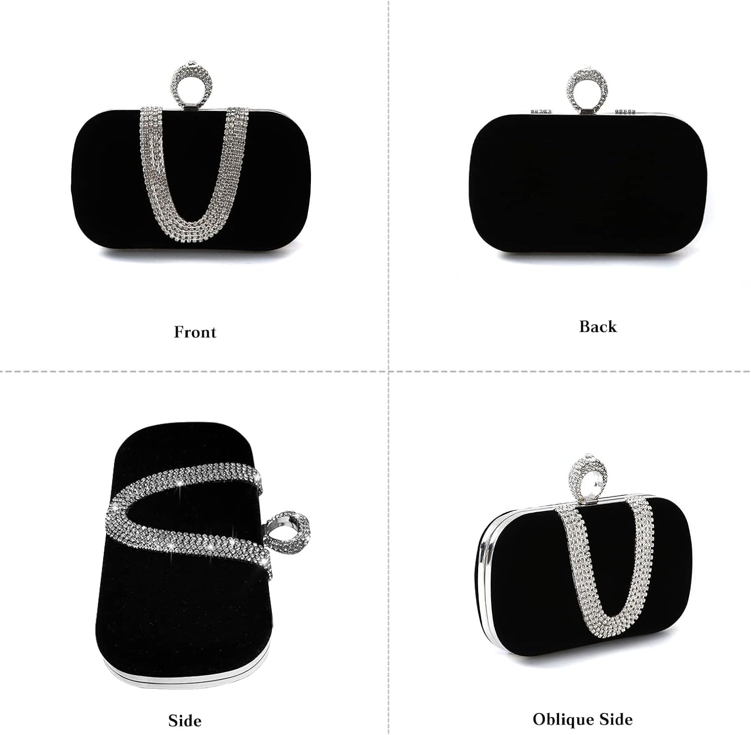 Women Velvet Evening Bag Sparkly Rhinestone Clutch Bag Bridal Wedding Purse Charming Glittering Handbag - Image 7