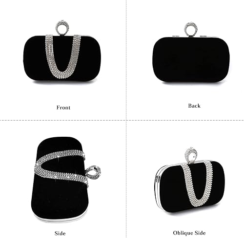 Miniatura 6 de Bolso de noche de terciopelo para mujer, bolso de mano con diamantes de imitación brillantes, bolso de novia para boda, encantador bolso brillante