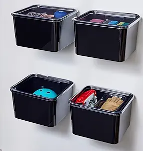 iDesign Storage Bin with Lid & Wall Mount Bracket, The Wallspace Collection – 12" x 12" x 8", Clear Bin