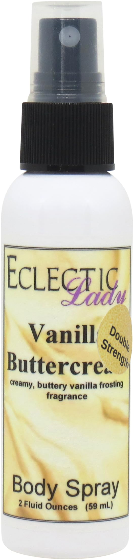 Eclectic Lady Vanilla Buttercream Body Spray, Double Strength, 2 ounces, Body Mist for Women with Clean, Light & Gentle Fragrance, Cologne with Soft,