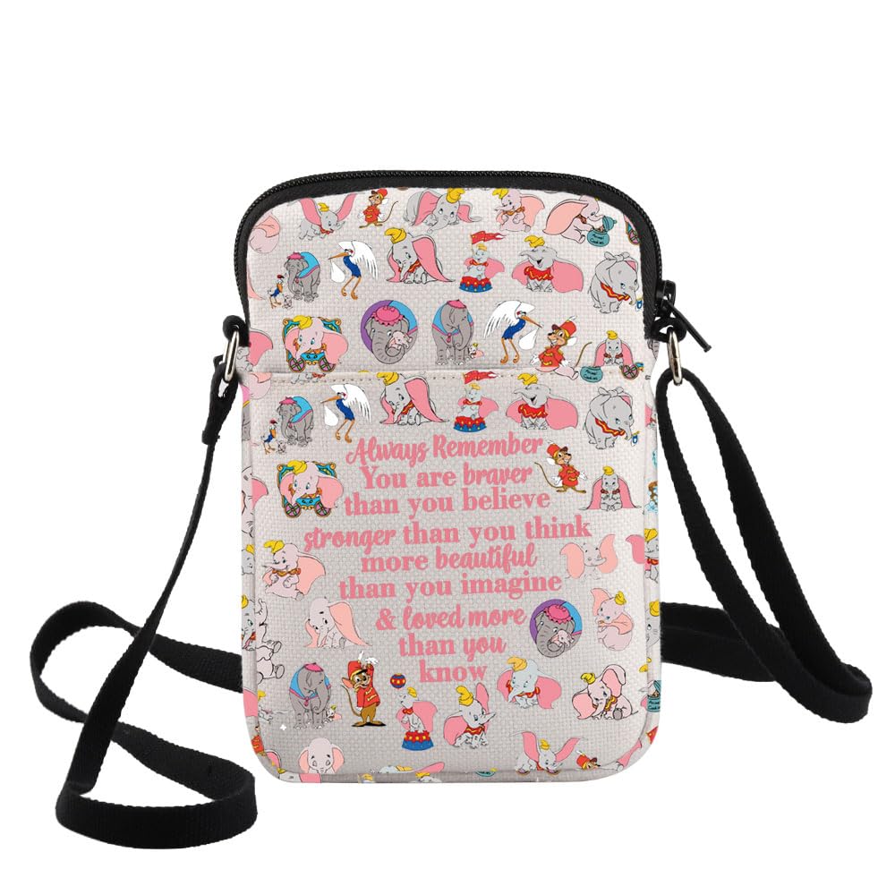 G2TUP Elephant Crossbody Bag Flying Elephants Gift You Are Braver Than You Know Elephants Shoulder Bag Animal Merch