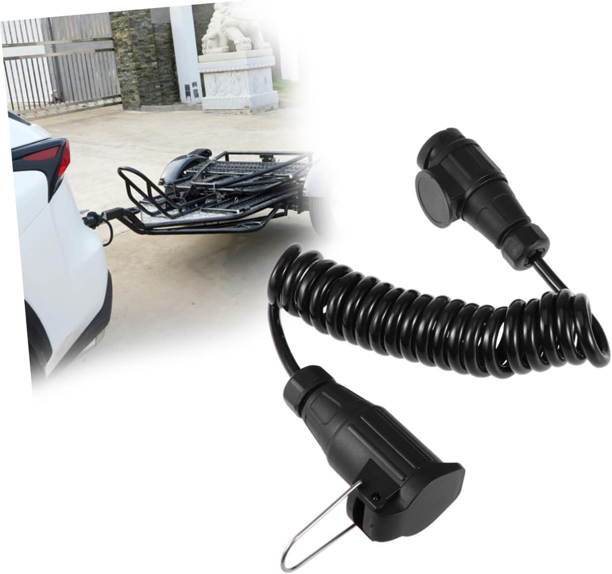 12v Spring Coiled Cable 2m Long Trailer Electrical Connector Power Cord