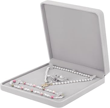 LETURE Velvet Jewelry Set Box, Velvet Gift Box for Bracelet Necklace Earring Ring Grey