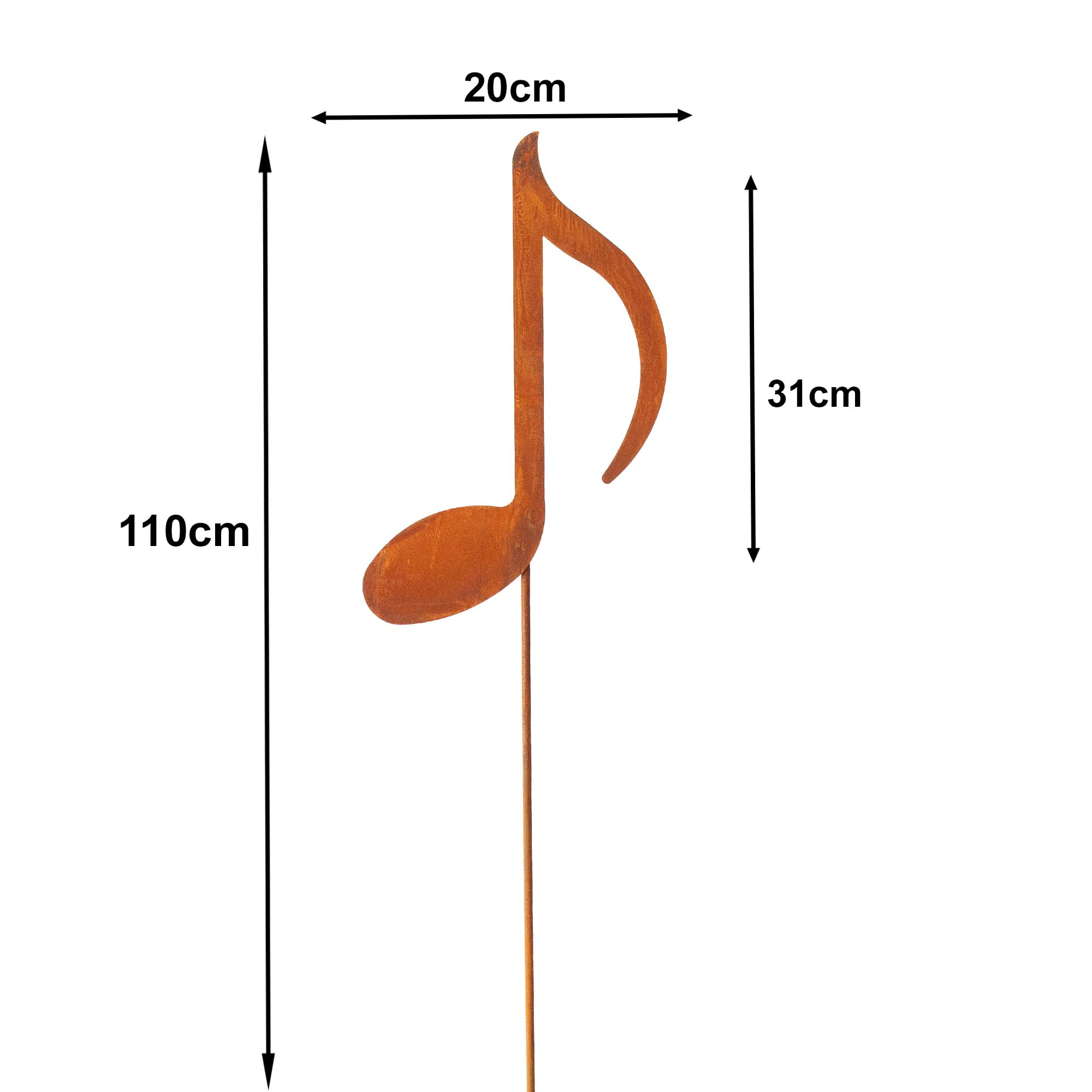 Bornhöft Gartenstecker Noten 3er Set Notenschlüssel Note Beetstecker Topfstecker Metall Rost Gartendeko Edelrost 110cm rostige Dekoration Musik