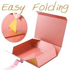 GREEN BEAN Large Gift Box with Lid for Presents 13x9.7x3.4 Inches, Gift Box Rose Gold Magnetic with Ribbon, Bridesmaid Proposal Box Luxury (Glossy Rose Gold)