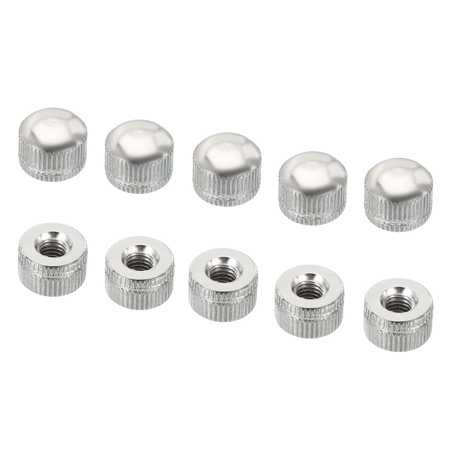 PATIKIL M6x1.0 Cap Nut, 25 Pack Acorn Nut Screw Knob Cap Insert Bolt Cover Female Thread Knurled Hardware Fittings Light Fixtures Decoration Silver Tone