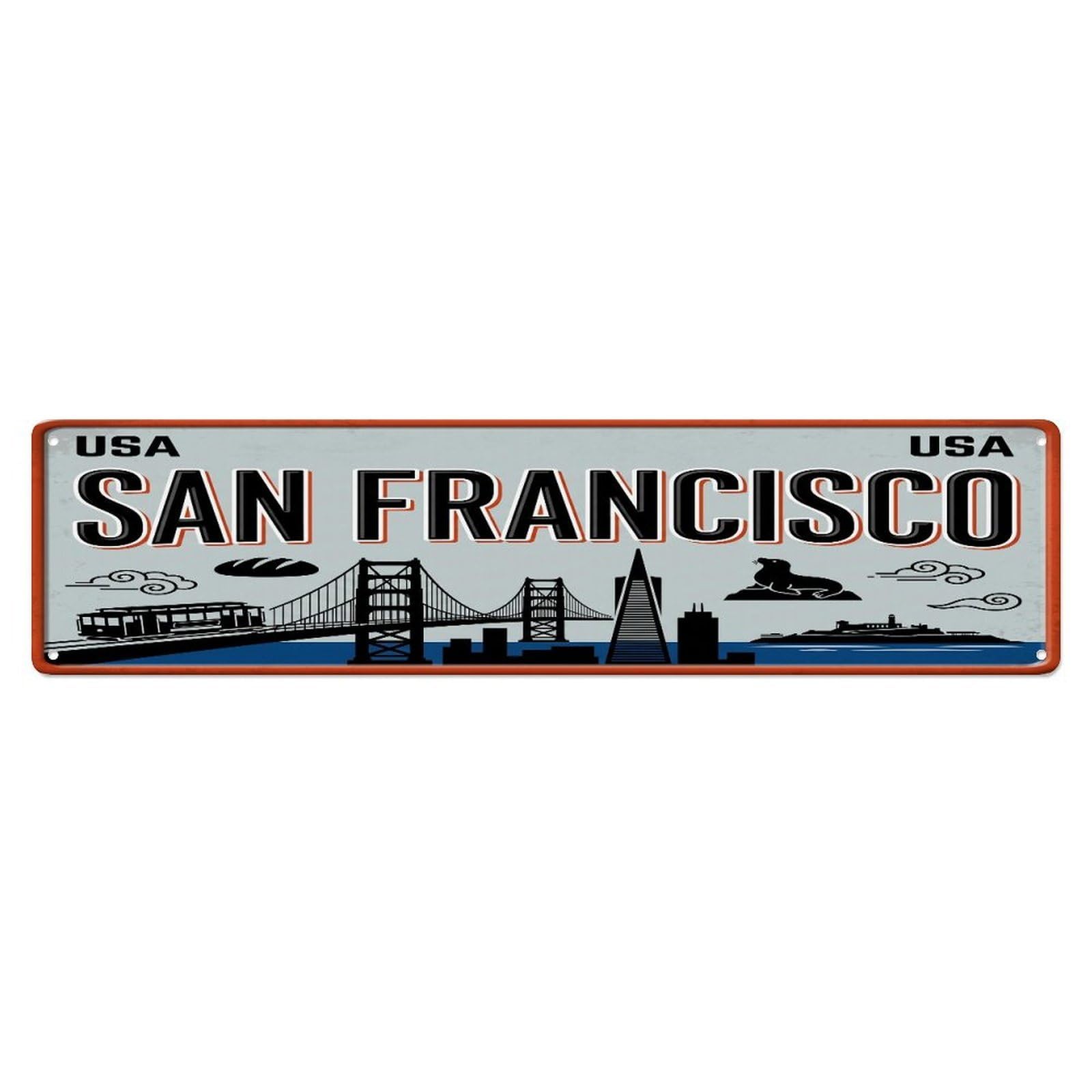 Tgrcjimh Style Metal Tin Sign Vintage Travel San Francisco Usa Bridge Cable