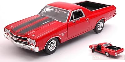 Motormax Model Compatible with Chevrolet EL Camino SS 396 1970 RED W/Black Stripes 1:24 DIECAST MTM79347R