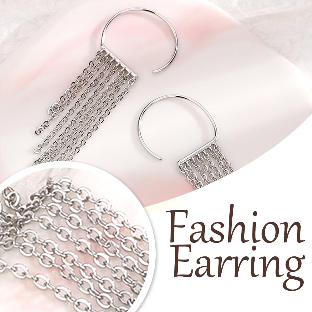 Urieo Silver Earrings for Women Dangle Drop Earrings Long Tassel Earring Jewelry - Image 5