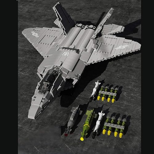 Miniatura 4 de Ottima Serie militar F-22 Raptor Fighter - Juego de modelos de avión militar para niños compatible con Lego Technic Creator - 1837 piezas