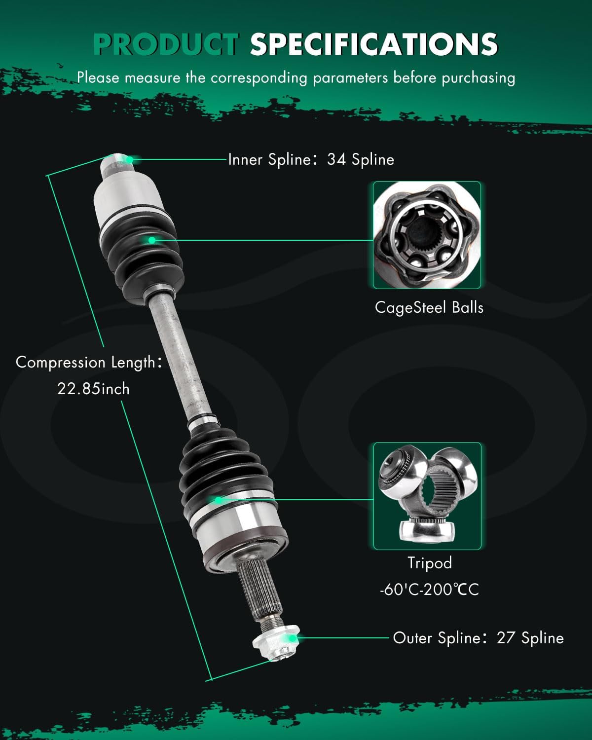 SCITOO Complete Front CV Axle Half Shaft For 66-3557 For Chrysler 300 For Dodge Challenger For Dodge Charger For Dodge Magnum