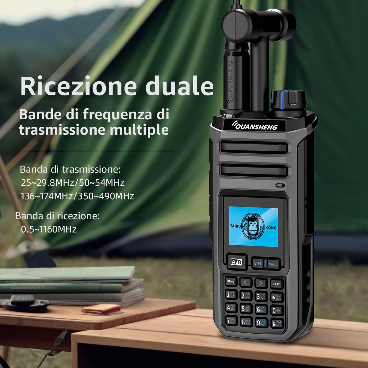 Quansheng TK-11(5) Two Way Radio PMR446 10W VHF/UHF con 999 Canali, IP55 Waterproof, Batteria 2500mAh, Tipo-C, CE Certificato per Uso Commerciale Esterno