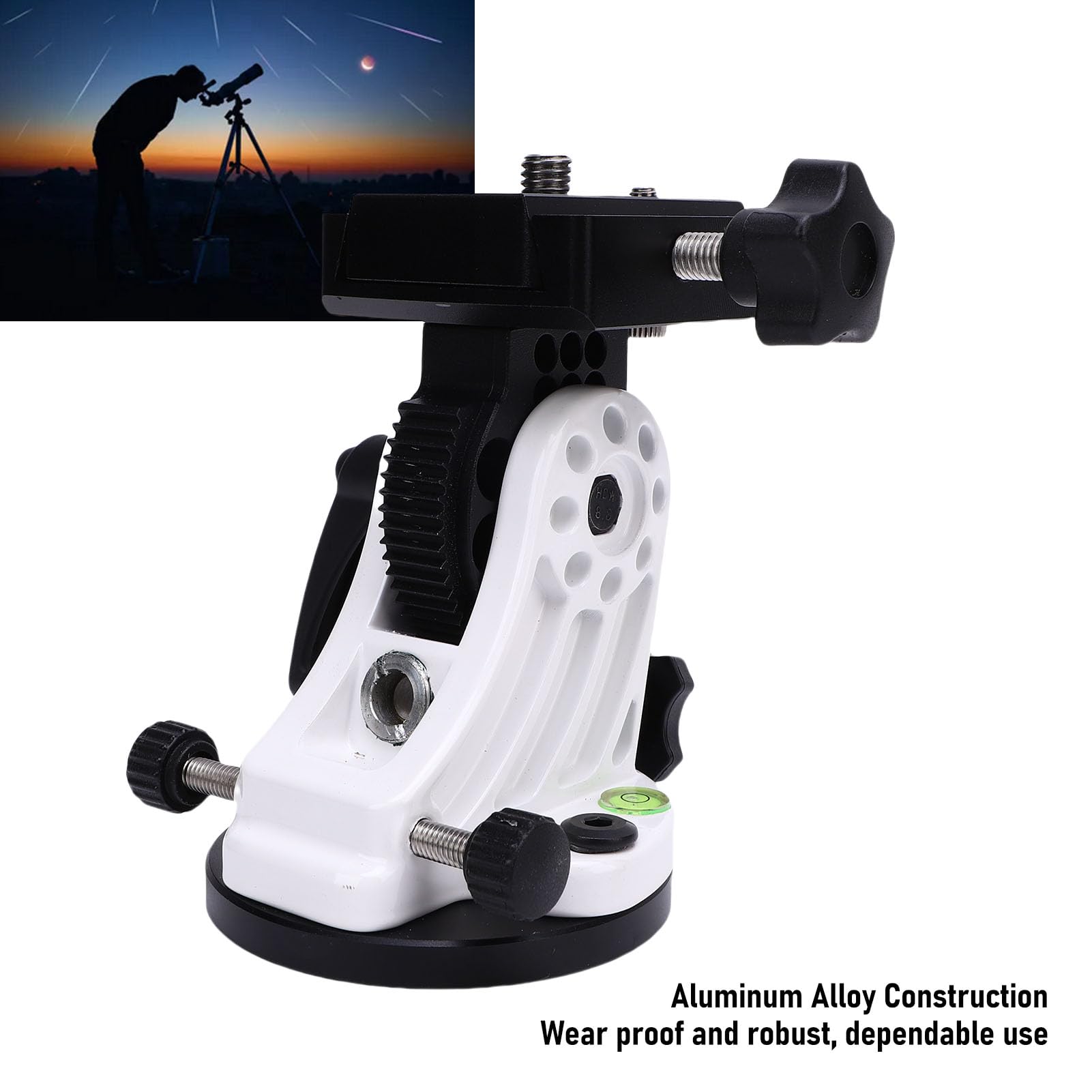 CCYLEZ Montaje de Latitud del Telescopio, Accesorios de Trípode Telescopio de Aluminio, Ajuste de 0 a 90 Grados Montaje Ecuatorial, Base de Latitud de Cuña Ecuatorial (White)