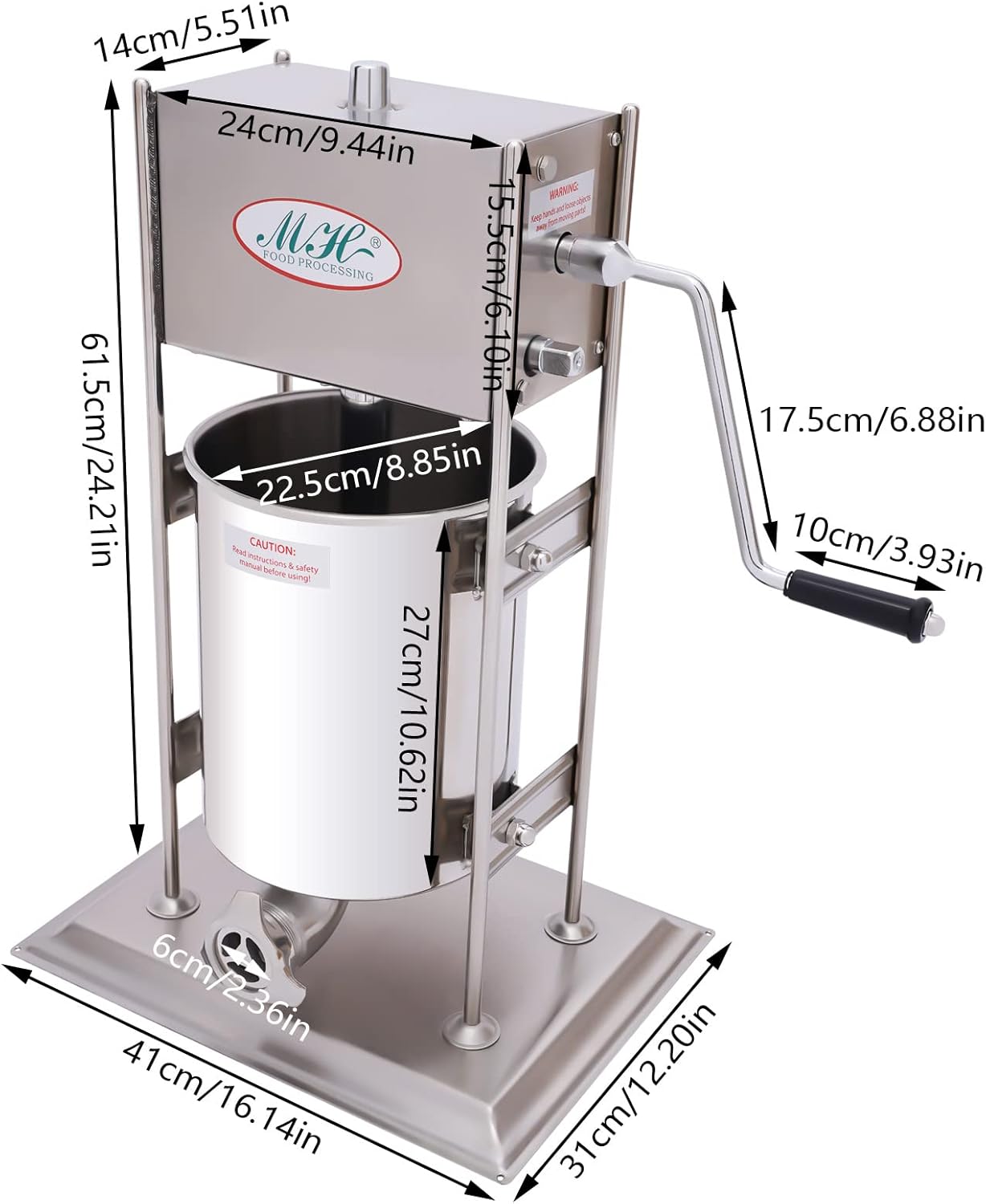 10L Commercial Manual Churros Maker Machine, 2 in 1 Spanish Donuts Churrera Churro Maker Stainless Steel Vertical Sausage Stuffer with 4pcs Nozzles for Commercial and Home Use, Dual Speed