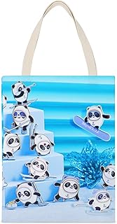 ビンドゥンドゥン シュエロンロン 2022北京冬季オリンピックオリンピックマスコット エコバッグショッピングバッグ トートバッグキャンバストートバッグ再利用可能 環境にやさしい 大容量 オールマッチ 35*45cm