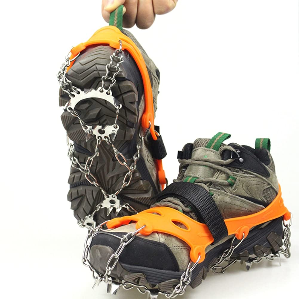 Crampons de Glace 2pcs 23 Dents en Acier Inoxydable Griffe de Glace Anti-dérapoir Crampons Gripper en Acier Inoxydable poignées antidérapantes (Color : Black M)