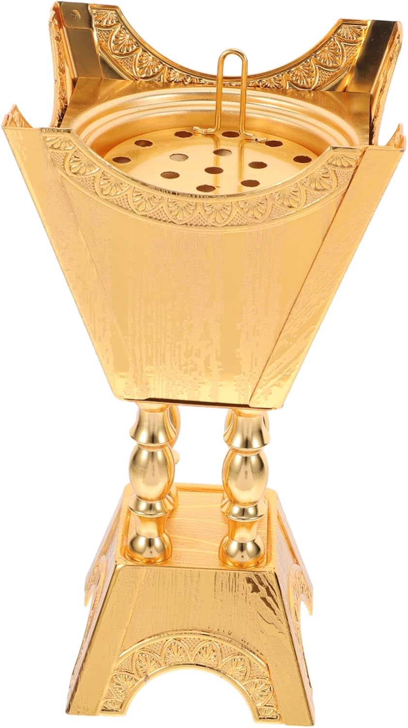 IMIKEYA Elegant Metal Incense Burner for Home Office Middle Eastern Bakhoor Censer for Yoga Meditation Spa Decor Calming Fragrance