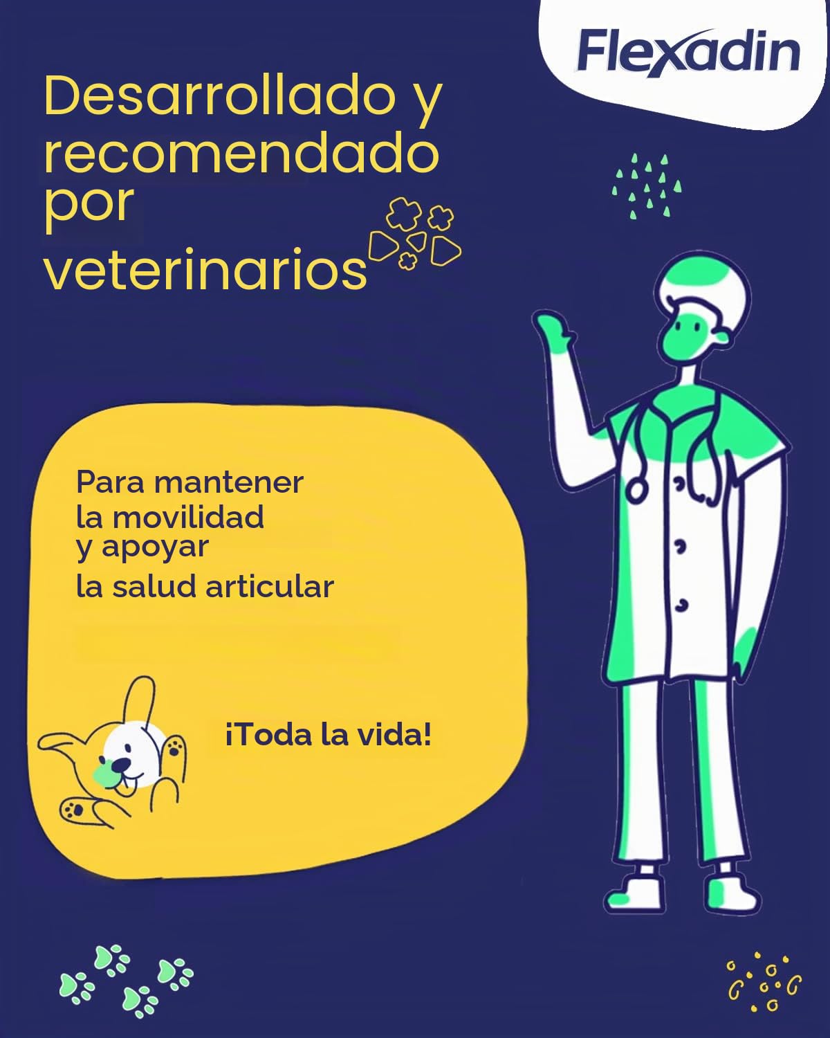FLEXADIN Adult Dog| Para articulaciones sanas de perros adultos | con colágeno no desnaturalizado tipo II – Paquete de 2 meses
