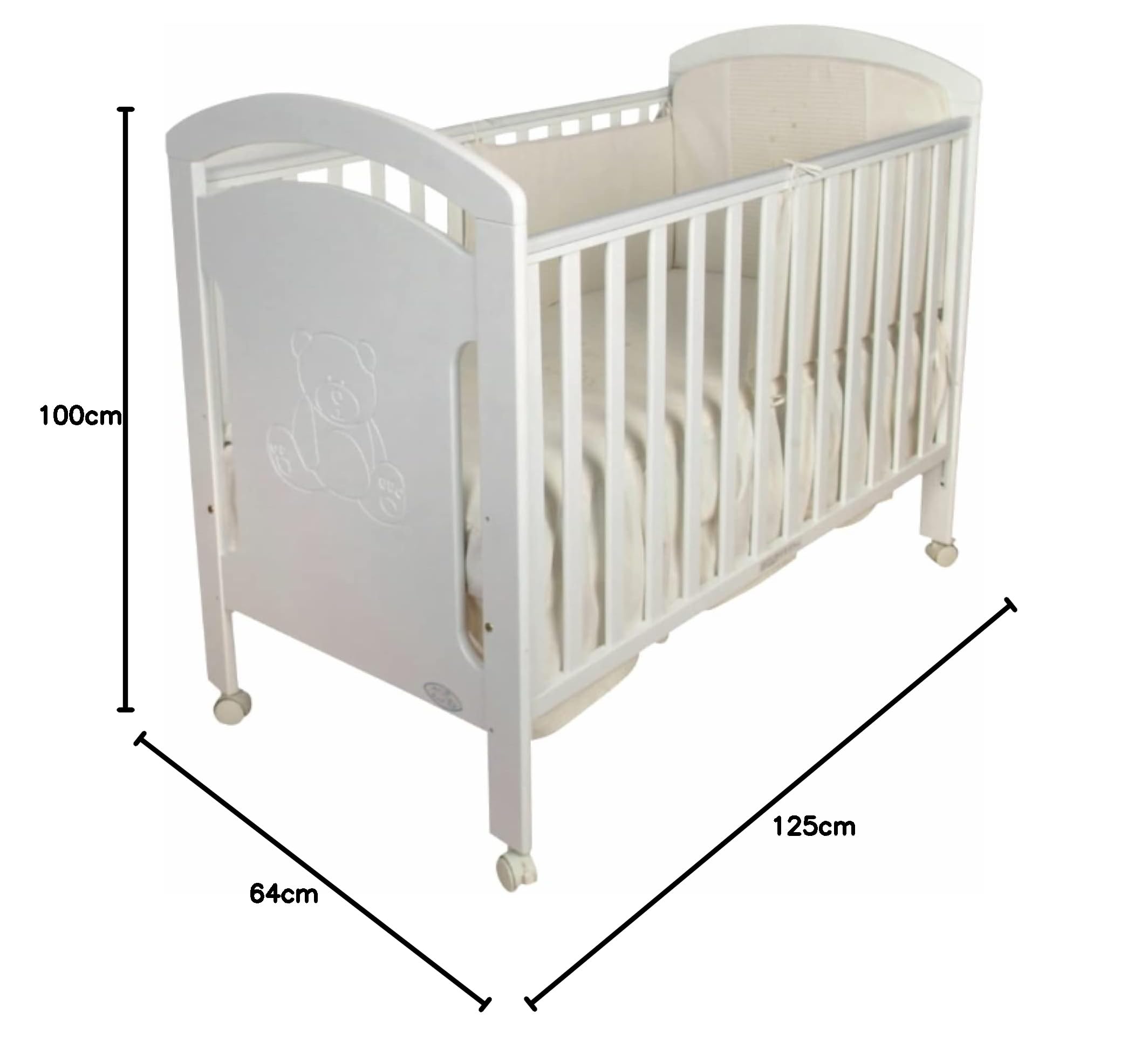 Cuna para bebé, Modelo Osito. De Regalo el colchon de viscolastica mas Protector