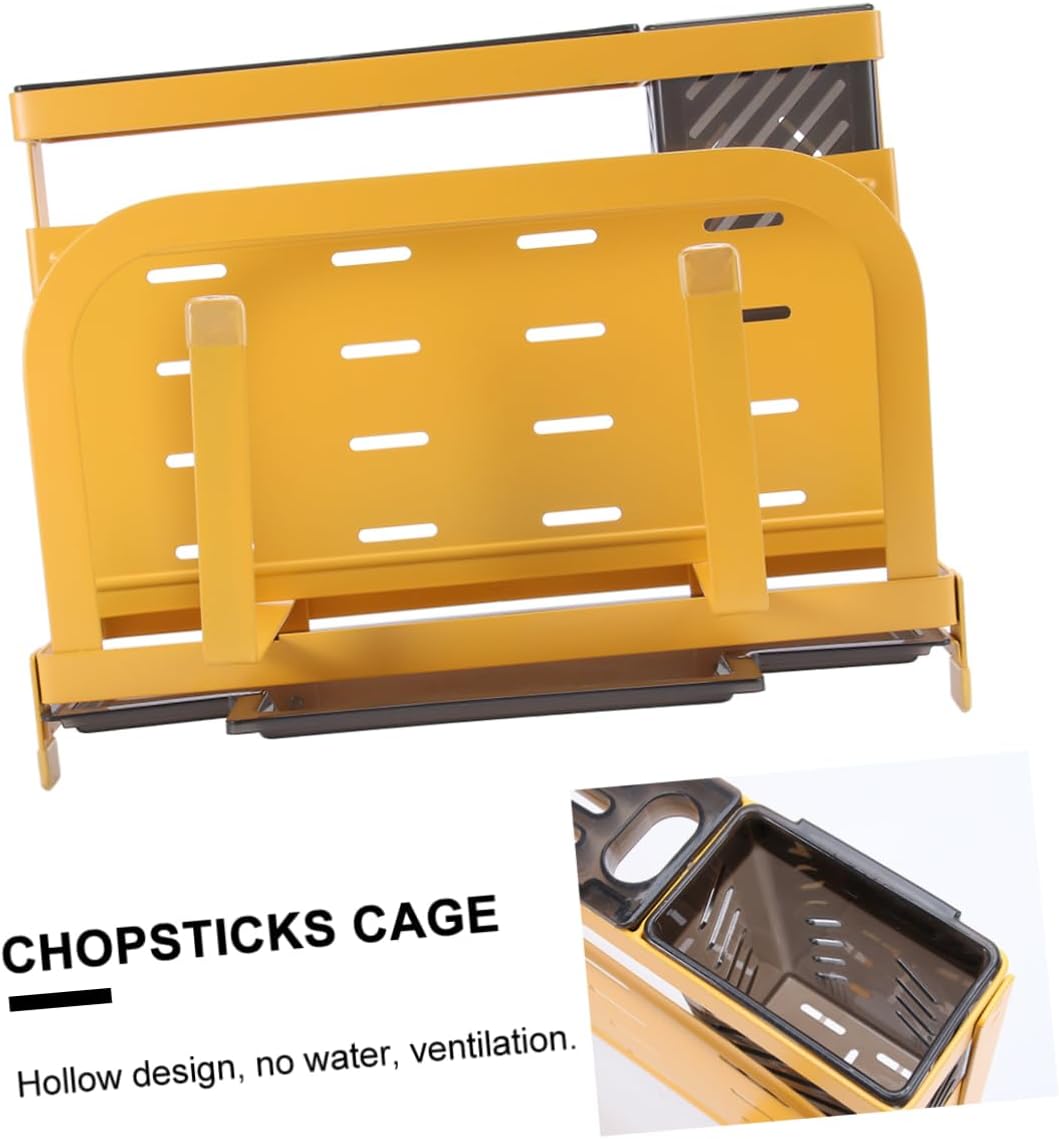 Happyyami 1Pc Multifunctional Kitchen Cutting Board Rack Utensil Holder Slip Storage Shelf for Kitchen Restaurant Hotel Yellow Design Elegant Space Saving Organizer