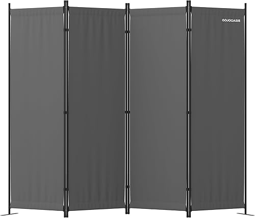 GOJOOASIS Divisor de habitación de 4 paneles plegable pantalla de privacidad para oficina en casa decoración de dormitorio (gris)