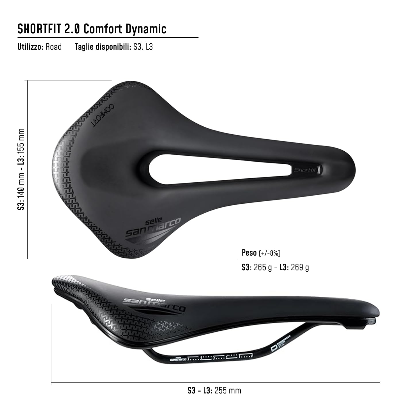 Selle San Marco Shortfit 2.0 Comfort Dynamic - Sella Bicicletta Sella