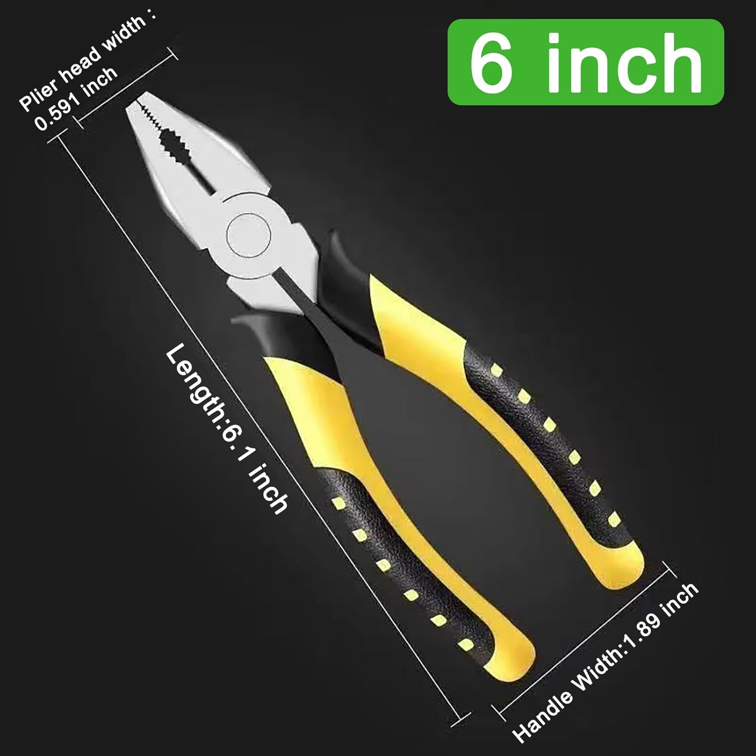 Generic Yellow 6-Inch Pincer Pliers with Hardened Rubber Handle, Polypropylene (PP) & Stainless Steel, Used for Wire Stripping, Crimping, and Cutting by Electricians