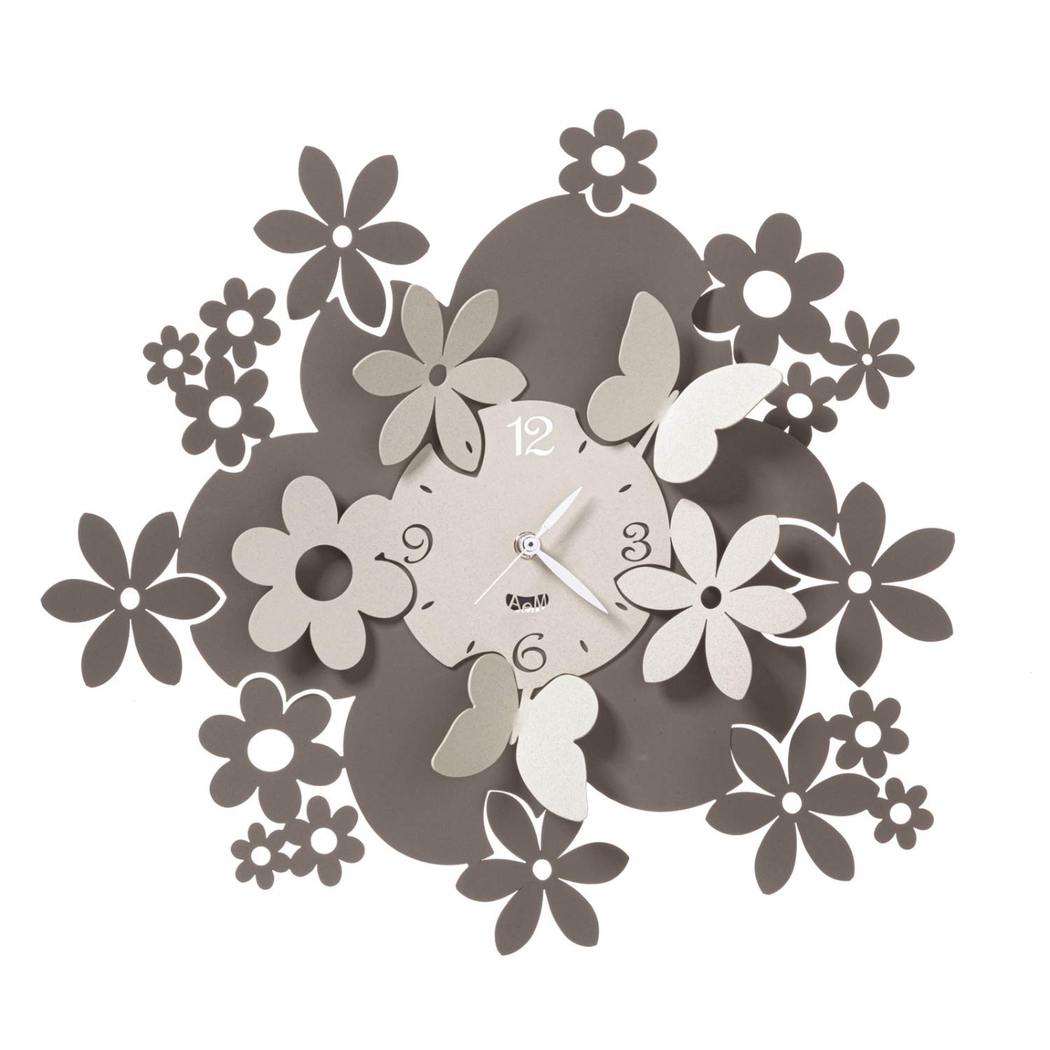 Arti & Mestieri Daisy - Orologio da Parete di Design 100% Made in Italy - in Ferro, Diametro 40 cm - Fango e Avorio