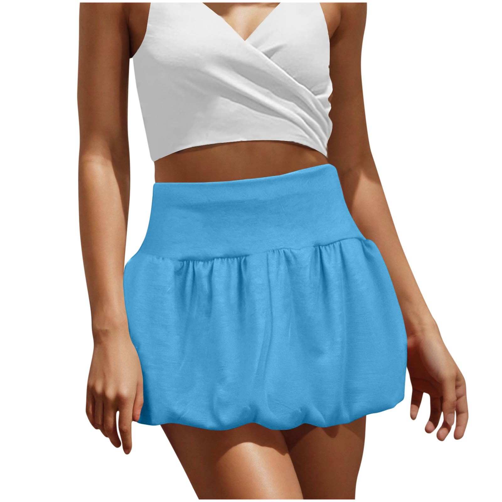 Sexy Mini Skirts for Women Elastic High Waist Casual Y2K Short Skirts Soft Flowy Summer Daily Wear Skirts