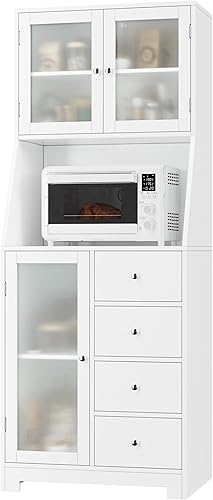 Miniatura 7 de Armario de despensa de cocina de 64 pulgadas, armario alto para microondas, armario independiente con puertas y estantes ajustables, para cocina,