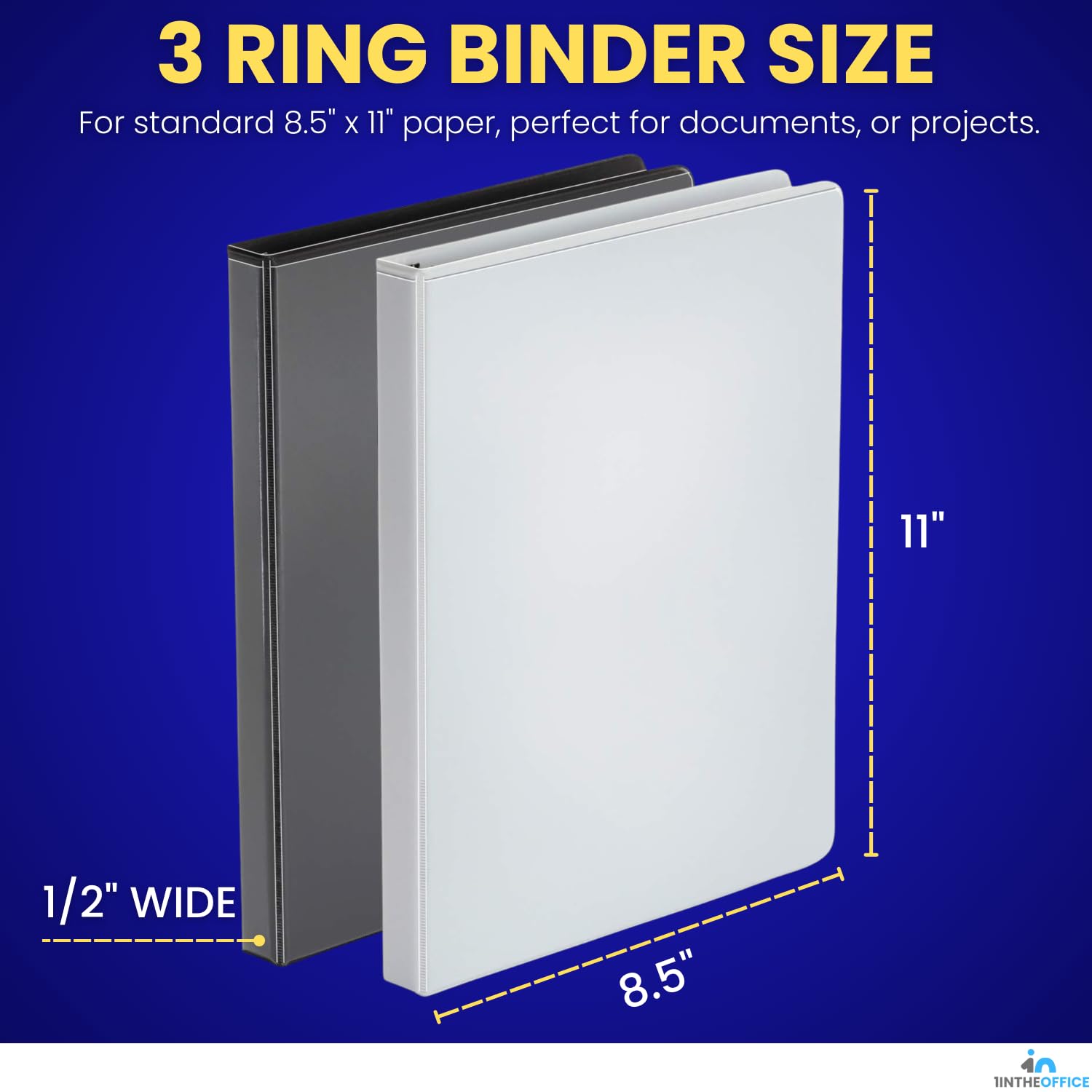 1InTheOffice 3-Ring-Ordner 1/2 Zoll, 2 weiß und 2 schwarz (1/2 Zoll)