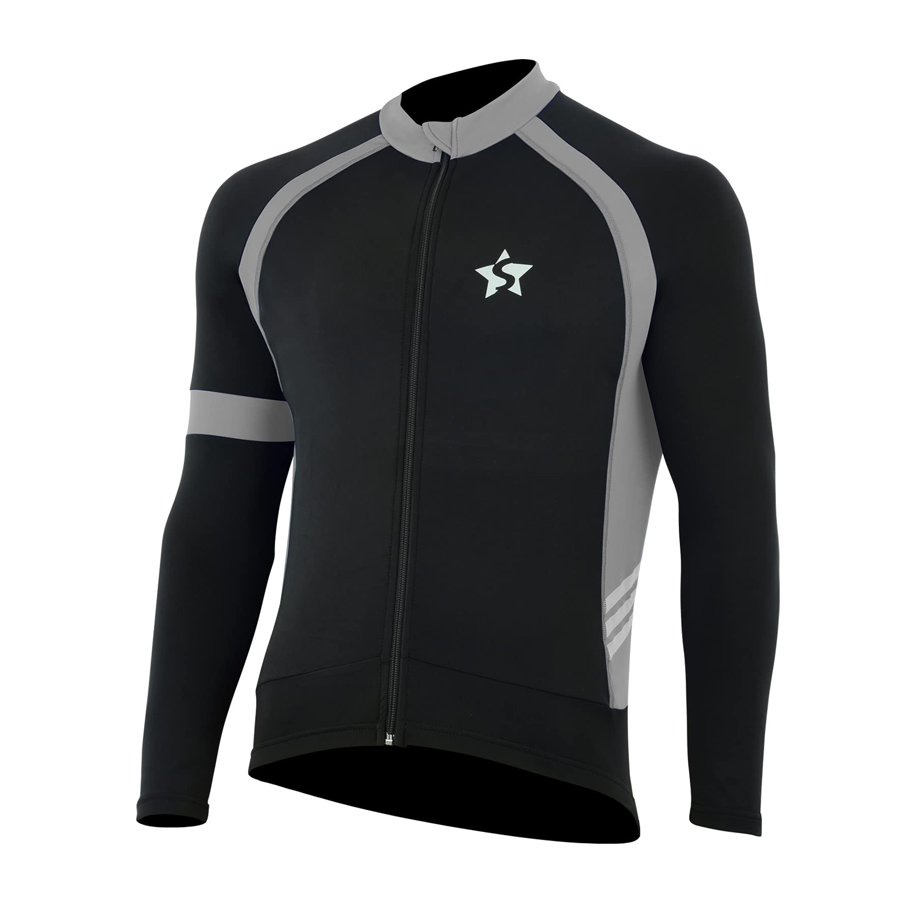 Sikma Mens Cycling Jersey Long Sleeve Perfect use in Winter Thermal Cold Wear Roubaix Top Bike Racing Windstopper Jacket (Black/Grey, Small)