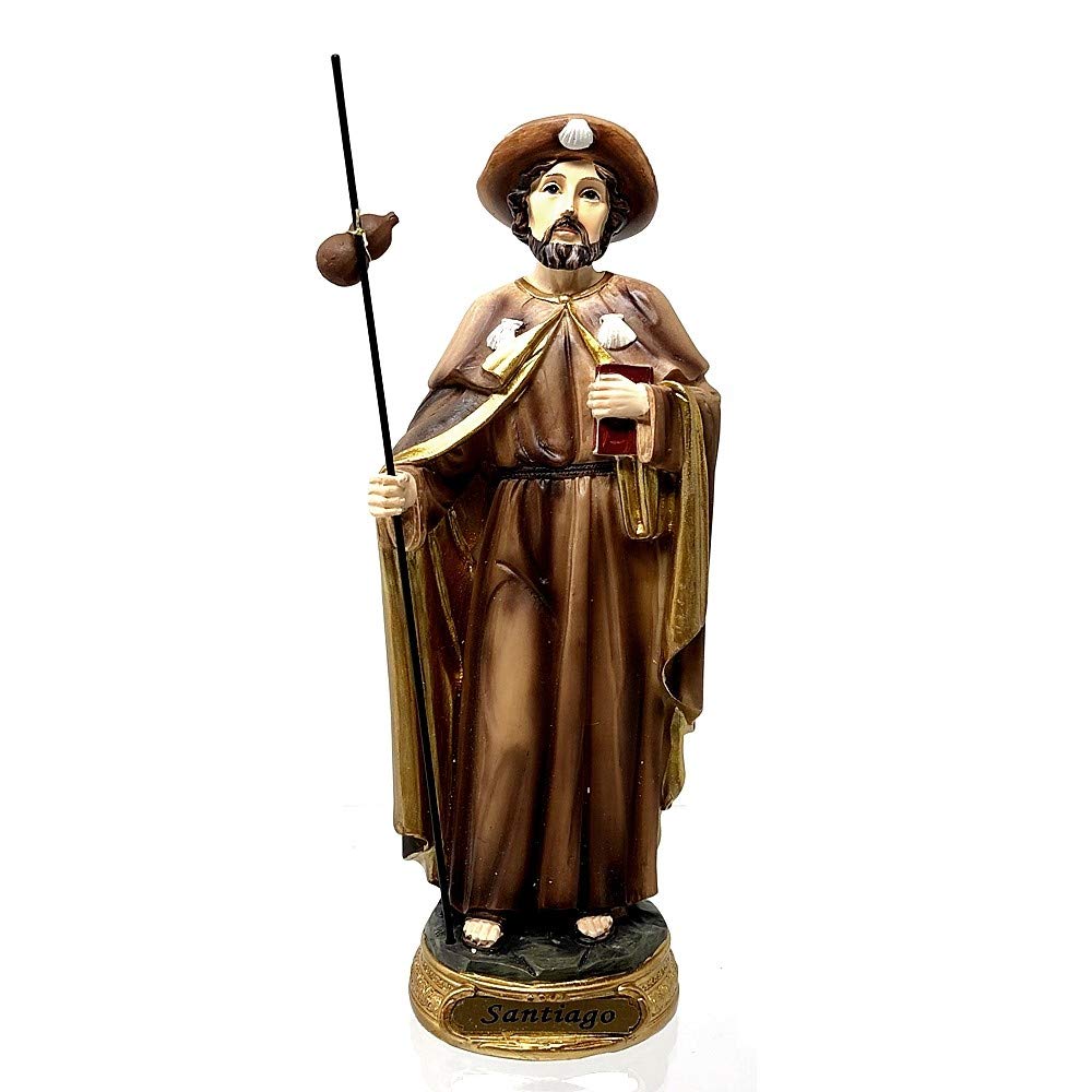 Figura Santiago Apóstol Peregrino Imagen 20Cm. Adorno Silueta Resina Peana Decoración