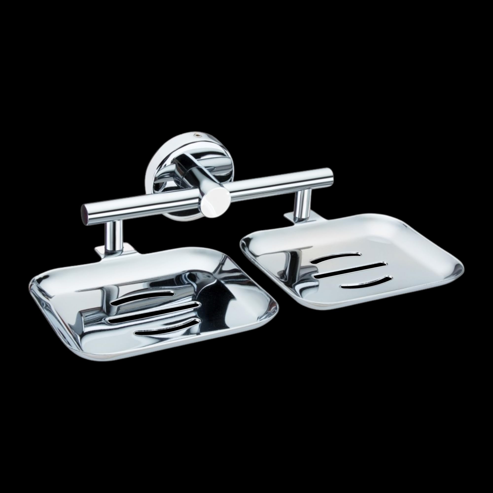 DDECOY Bath Accessories Stainless Steel Victoria Double Soap Dish Holder for Bathroom, Soap Case Holder Wall Mounted, Soap Dish for Washbasin, Soap Tray Stand (Chrome Finish, Pack of 1)