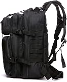 GUJOIN Zaino tattico da 50 litri con sistema molle, grande capacità militare, impermeabile, per emergenze di 3 giorni di caccia, escursionismo e campeggio, zaino per attività all'aperto, Nero , 50L - 3