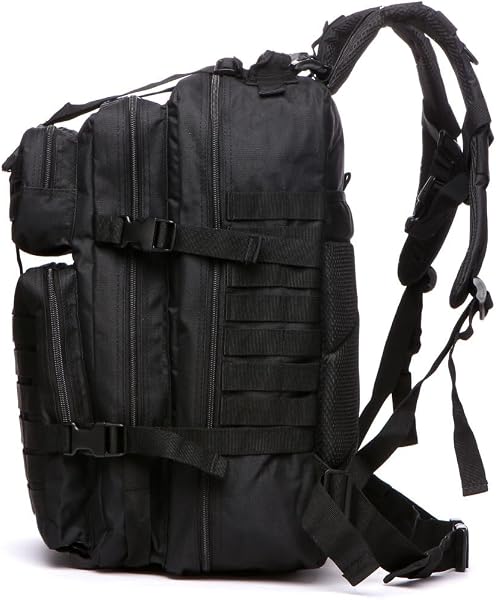 GUJOIN Mochila Tática 50 Litros con Sistema Molle - Gran Capacidad Militar Impermeable para Emergencias de 3 Días Caza Senderismo y Acampadas - Mochila para Actividades al Aire Libre (Negro) - 3