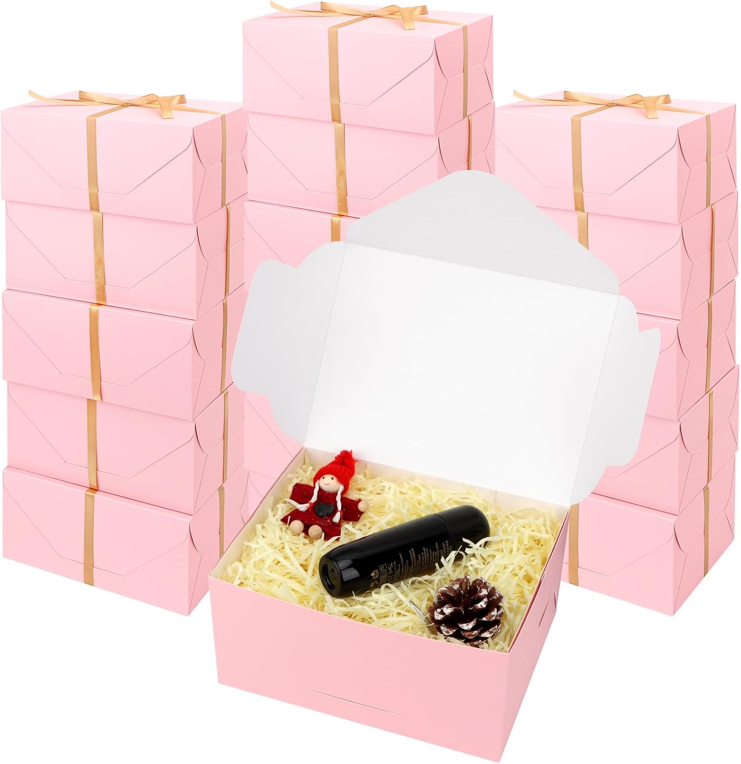 HIMOMO 16PCS Pink Paper Gift Boxes Bulk with Lids 8×6×4