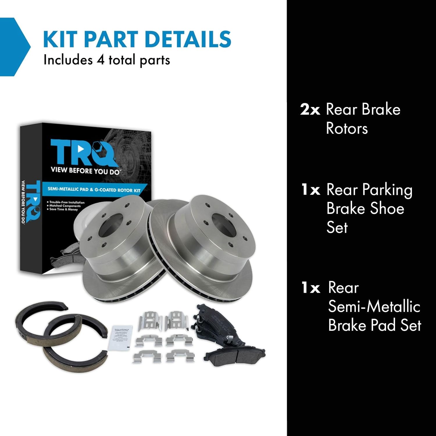 TRQ Rear Brake Pad and Rotor Set Semi Metallic Rotors Compatible with 1997-2005 Chevrolet Blazer 1998-2004 S10 1998-2004 GMC Sonoma 1997-2001 Jimmy 1998-2001 Isuzu Hombre Oldsmobile Bravada