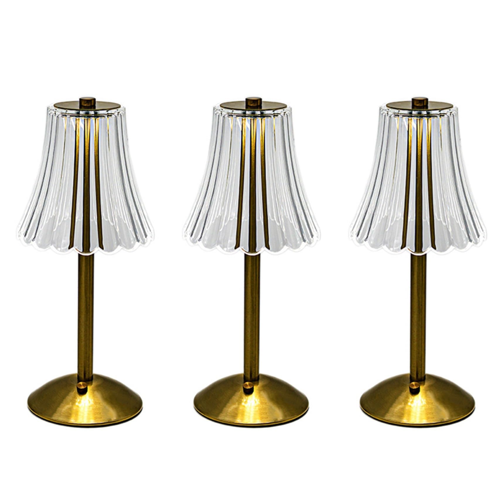 Vjsujehgy 3X LED Crystal Decorative Table Lamp 800MAh Rechargeable Atmosphere Night Light 3-Levels Brightness for Restaurant Cafe
