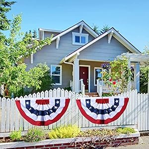 Usa pleated fan flag american us bunting flag patriotic half fan banner flag with canvas header and brass grommets for 4th of july memorial day indoor outdoor decoration 16 15×3 feet  urban country home decor