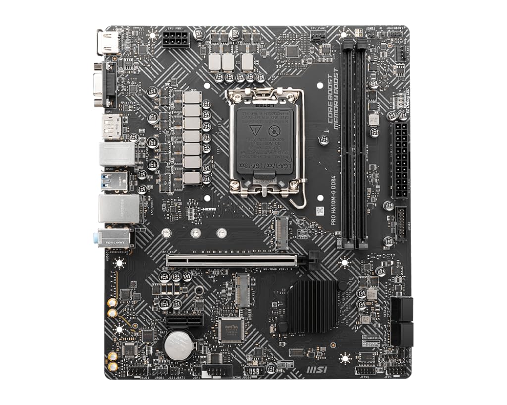 MSI PRO H610M-G WiFi Motherboard – Micro-ATX, Supports 12th/13th/14th Gen Intel Core Processors, LGA 1700 Socket, DDR5 Memory Boost 5600MHz/MAX, PCIe 4, 1G LAN, M.2 Slots, USB 3.2, Wi-Fi 6E (B0D3TYXFV7) Amazon Price History, Amazon Price Tracker