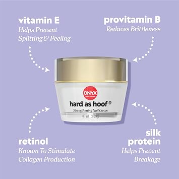Onyx Professional Hard As Hoof Nail Strengthening Cream, Unscented - Nail Growth & Conditioning Cuticle Cream Stops Splits, Chips, Cracks & Strengthens Nails, 1 oz